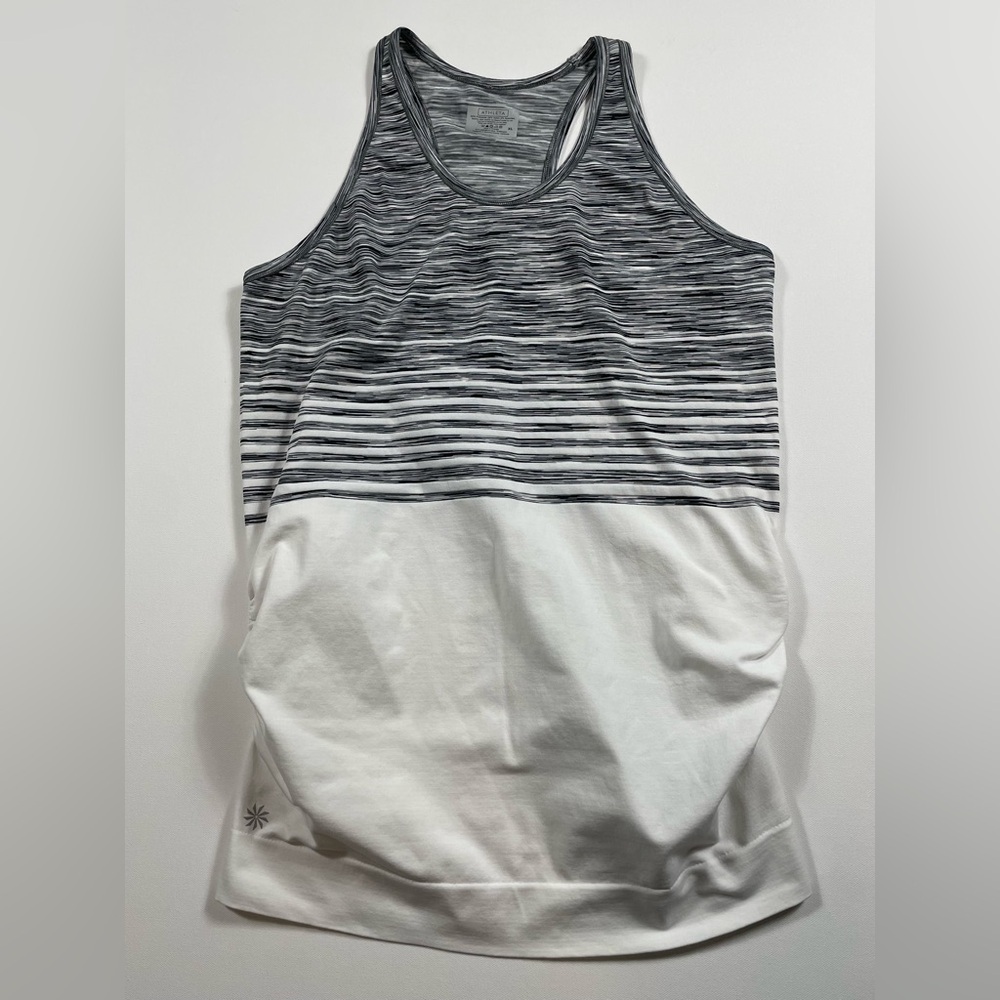 Athleta XL Racerback Tank Top Gray White Colorblock Longline Activewear